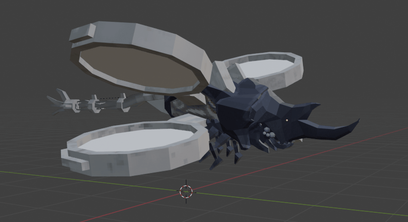 The idle animation for the flying enemy, the tail and rotors would be animated via physics and orientation.
